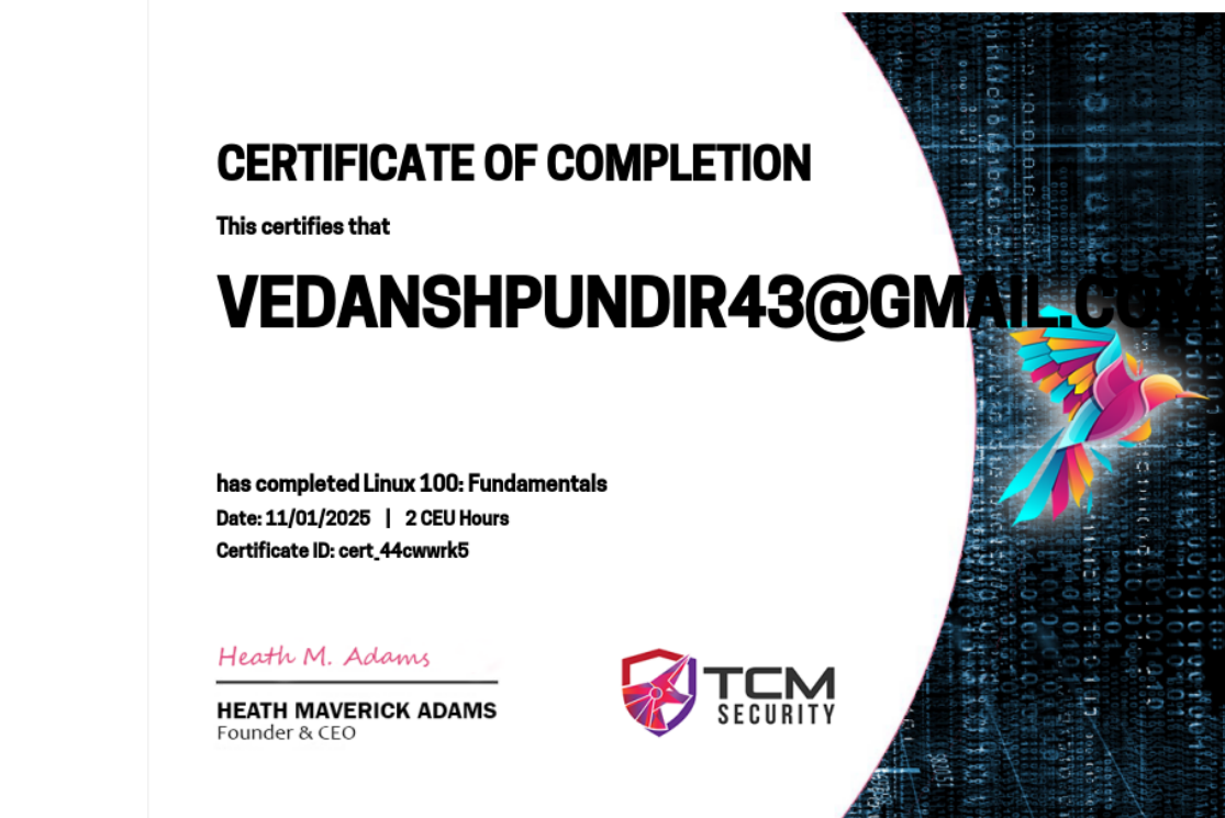 tcm certificate
